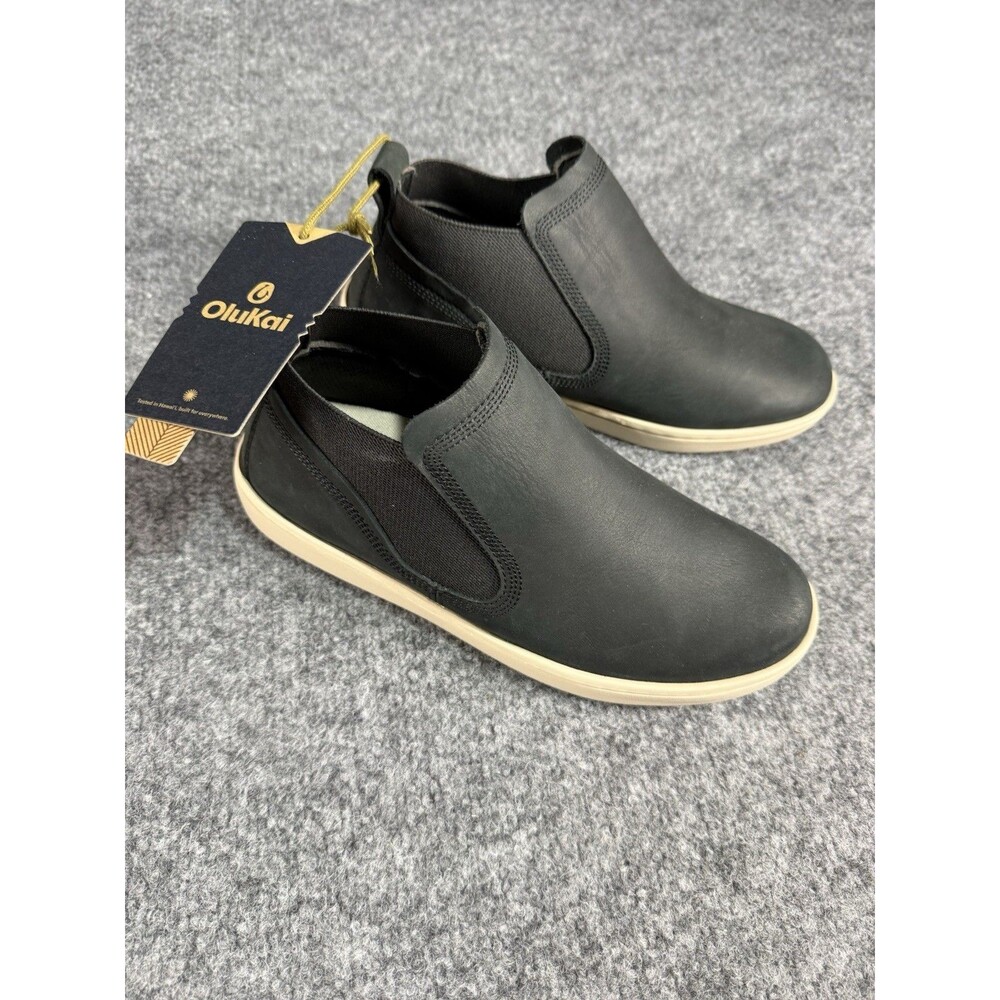 OluKai Pehuea Mid Leather Booties – Women’s 7.5 – Lava Rock Black – NWT